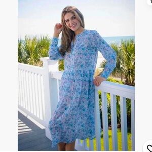NWT simply southern semi sheer shirt dress. Confetti print. Large.